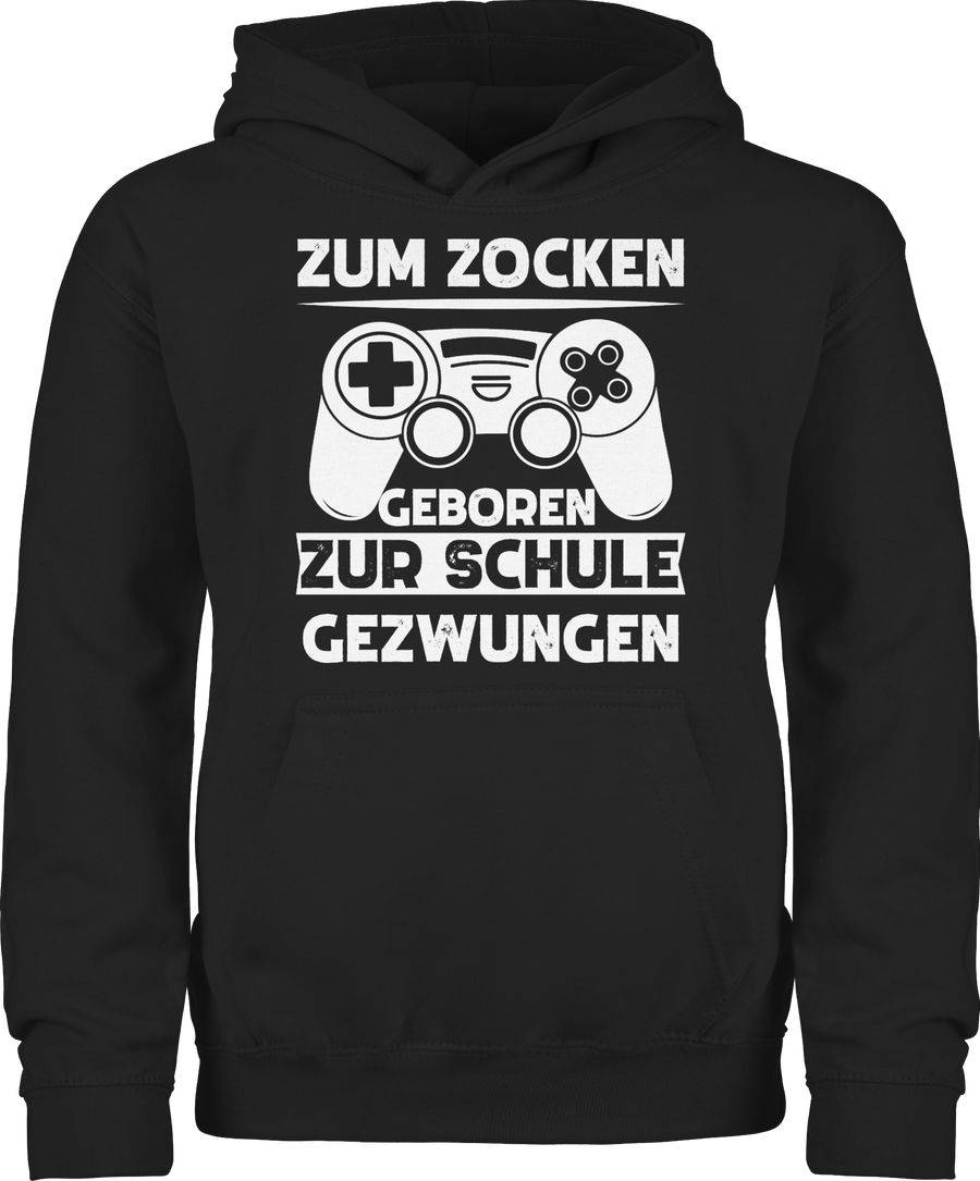 Shirtracer Zum zocken geboren zur Schule gezwungen weiß: Tshirt Turnbeutel Shirtracer