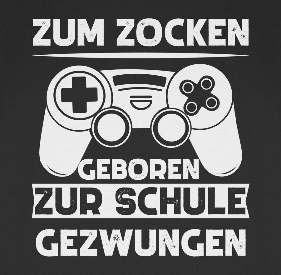 Shirtracer Zum Zocken Geboren Zur Schule Gezwungen Weiß: Tshirt Turnbeutel Shirtracer