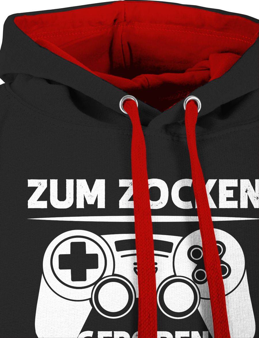Shirtracer Zum Zocken Geboren Zur Schule Gezwungen Weiß: Tshirt Turnbeutel Shirtracer
