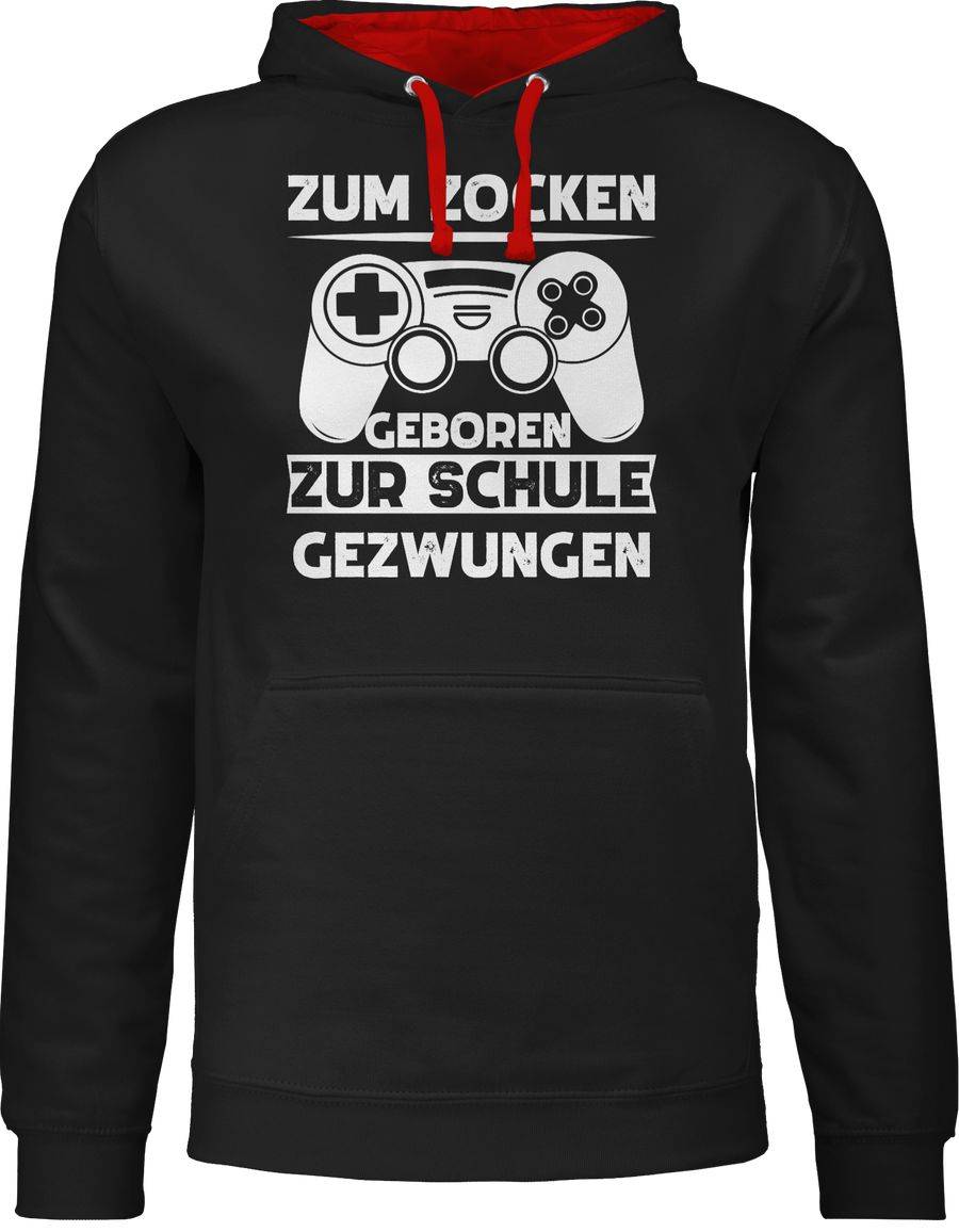 Shirtracer Zum zocken geboren zur Schule gezwungen weiß: Tshirt Turnbeutel Shirtracer