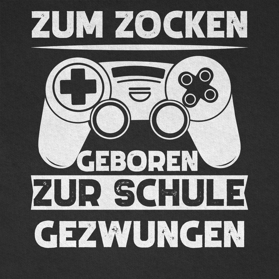 Shirtracer Zum Zocken Geboren Zur Schule Gezwungen Weiß: Tshirt Turnbeutel Shirtracer