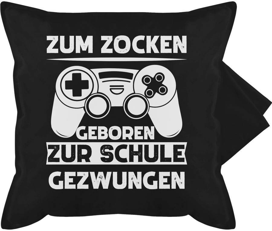 Shirtracer Zum zocken geboren zur Schule gezwungen weiß: Tshirt Turnbeutel Shirtracer