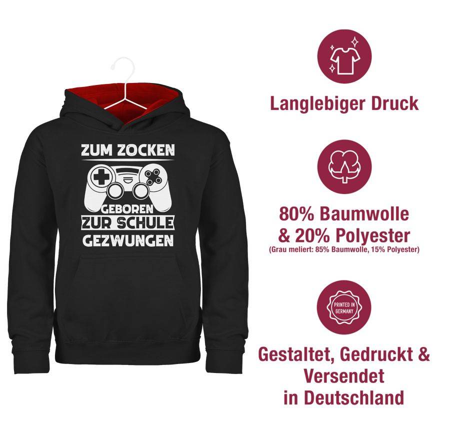 Shirtracer Zum Zocken Geboren Zur Schule Gezwungen Weiß: Tshirt Turnbeutel Shirtracer