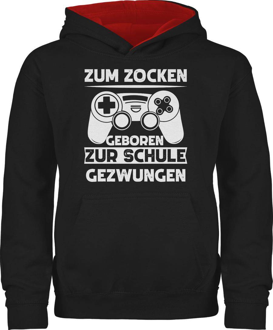 Shirtracer Zum zocken geboren zur Schule gezwungen weiß: Tshirt Turnbeutel Shirtracer