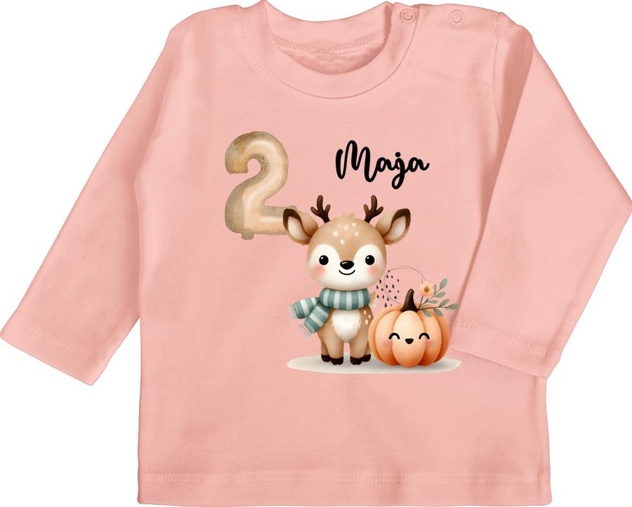 Shirtracer Zweiter Geburtstag mit Reh und Kürbis Zweiter Ehrentag Zweite Geburtstagsfeier Zweijähriger Geburtstag Shirtracer