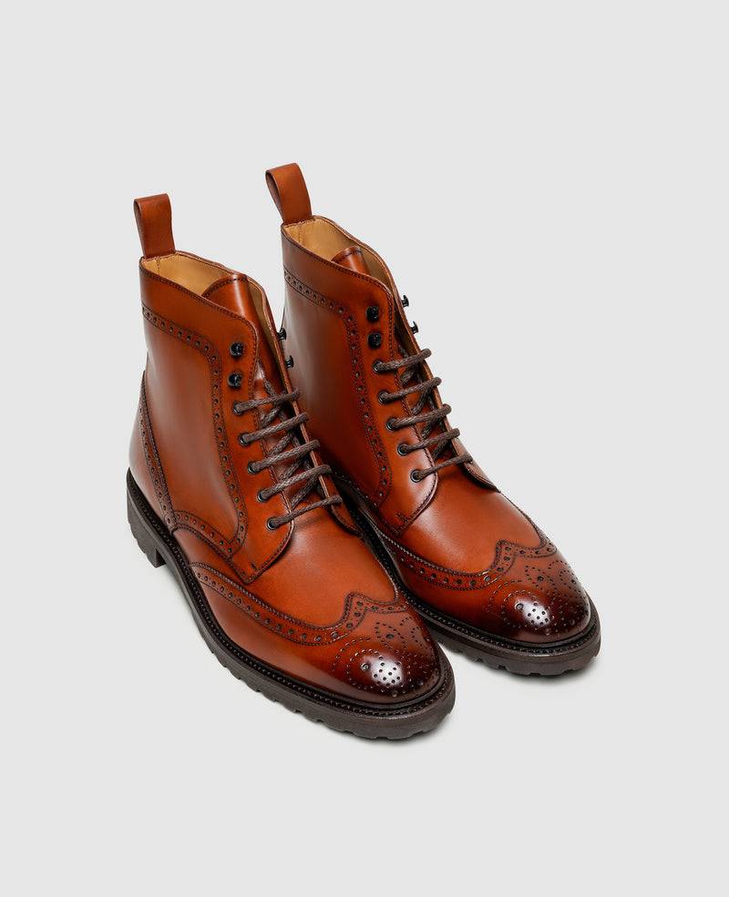 Shoepassion Edle Herren-Schnürboots Mit Patina & Lochmuster Henry Stevens Shoepassion