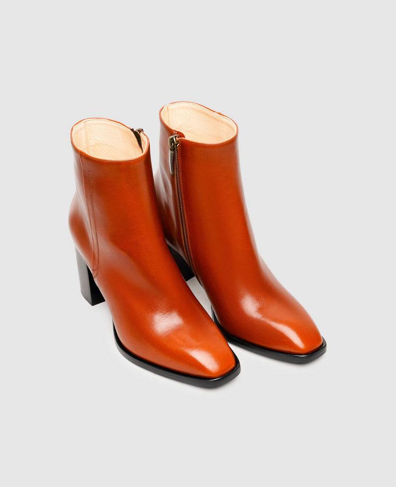 Shoepassion Glattleder-Stiefelette Mit 7 Cm Hohem Blockabsatz Henry Stevens Shoepassion