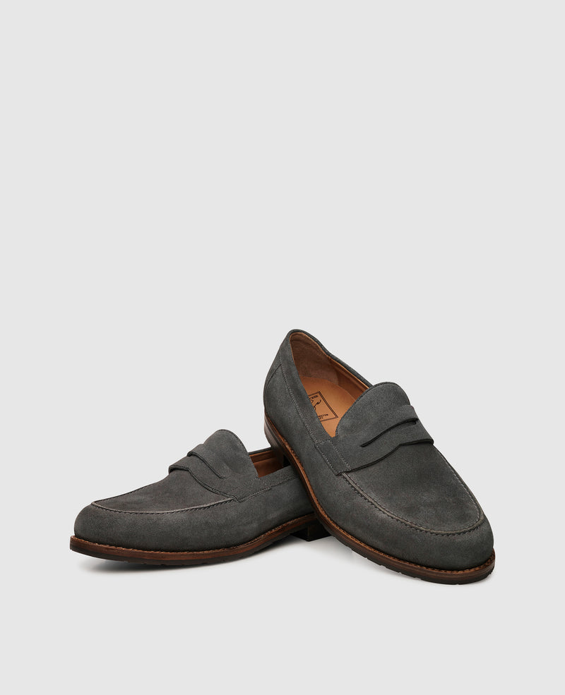 Shoepassion Handgefertigter Penny Loafer Für Herren Aus Velours Shoepassion