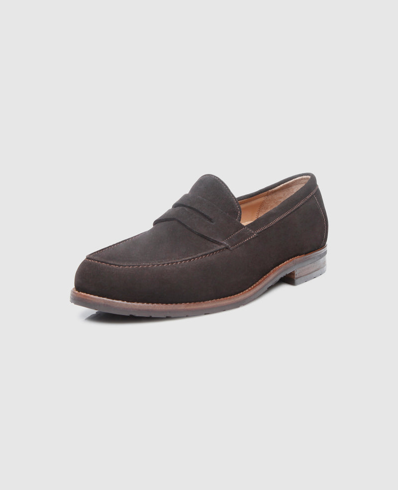 Shoepassion Handgefertigter Penny Loafer Für Herren Aus Velours Shoepassion