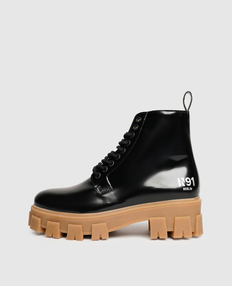 Shoepassion Leder-Schnürstiefelette mit Plateausohle für Damen N91 Shoepassion