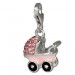 Silberdream SilberDream Glitzer Charm Kinderwagen rosa Zirkonia Kristalle GSC501A