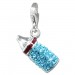 Silberdream SilberDream Glitzer Charm Nuckelflasche hellblau Zirkonia Kristalle GSC555H
