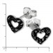 Silberdream SilberDream Glitzer Ohrstecker Herz Offen Schwarz 925er Silber GSO402S