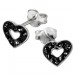 Silberdream SilberDream Glitzer Ohrstecker Herz offen schwarz 925er Silber GSO402S