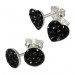 Silberdream SilberDream Glitzer Set Ohrstecker Herz+Rund schwarz Ohrring 925 Silber GSS200S