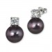 Silberdream SilberDream Ohrstecker Perle schwarz Zirkonia Damen 925er Silber SDO1738S