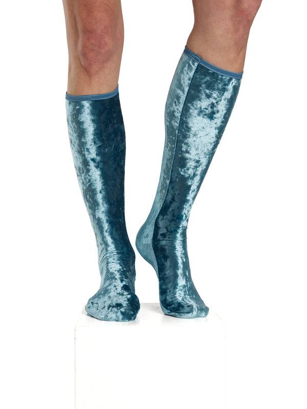 Simone Wild Hammered Velvet Knee Socks