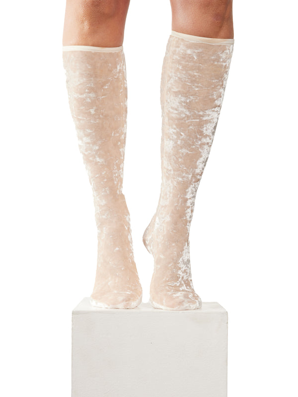 Simone Wild Hammered Velvet Knee Socks