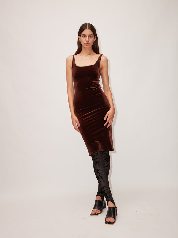 Simone Wild Velvet Dress Midi