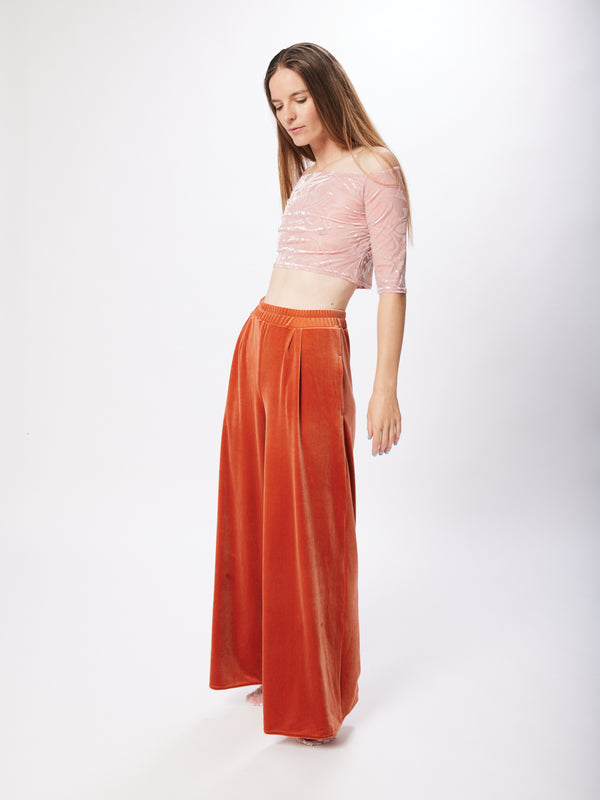 Simone Wild Velvet Pocket Pants Amber