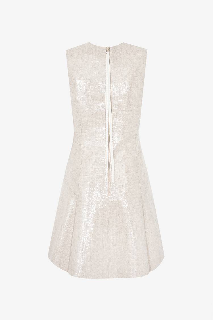 Sly 010 Ärmelloses Pailettenkleid Aus Viskose-Leinen-Mix