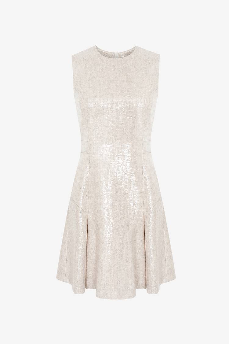 Sly 010 Ärmelloses Pailettenkleid aus Viskose-Leinen-Mix