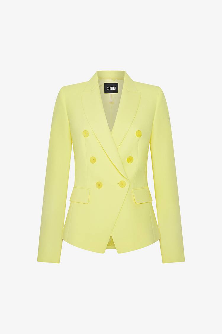 Sly 010 Doppelreihiger Blazer aus Crêpe-Envers-Satin