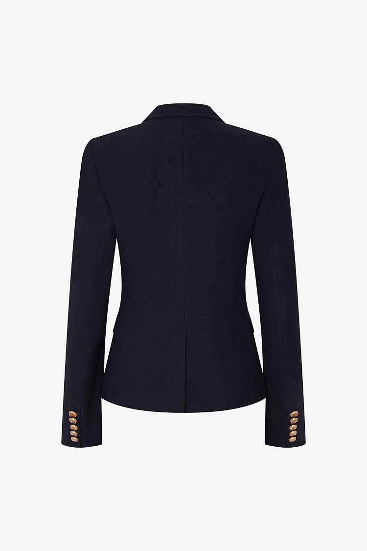 Sly 010 Doppelreihiger Blazer Mit Goldknöpfen Aus Viskose-Crêpe