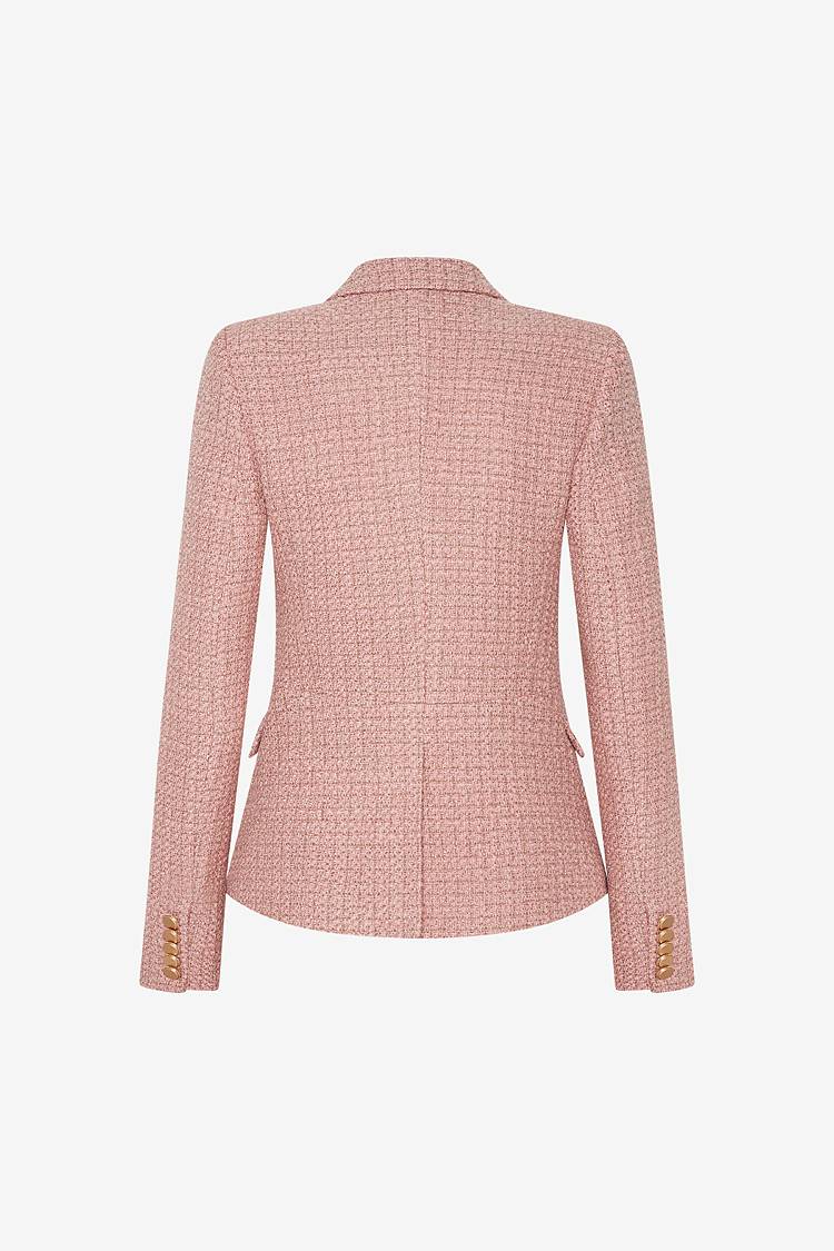Sly 010 Double-breasted Tweed Blazer With Gold Buttons