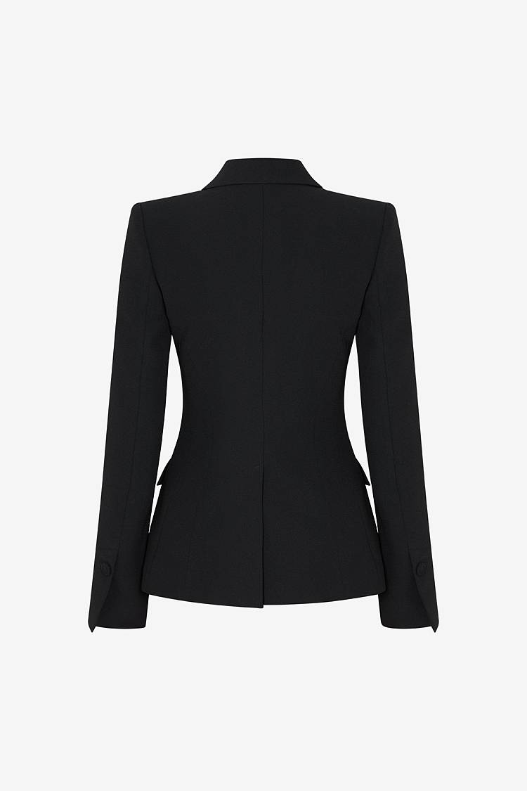 Sly 010 Einreihiger Blazer Mit Pattentaschen Aus Crêpe-Envers-Satin