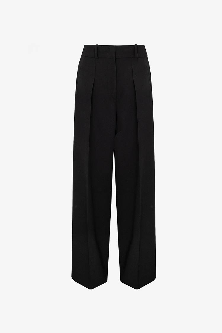 Sly 010 Gerade Hose mit Bundfalte aus Crêpe-Envers-Satin