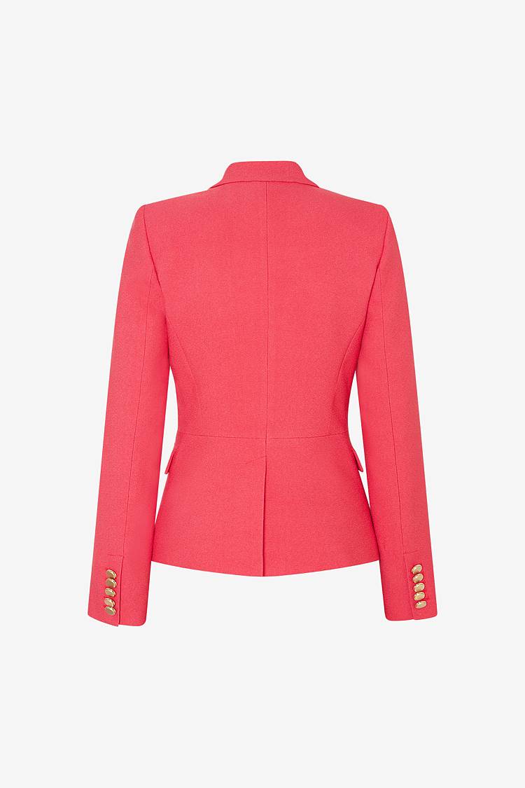 Sly 010 Kurzer Doppelreihiger Blazer Mit Goldknöpfen Aus Crêpe-Envers-Satin