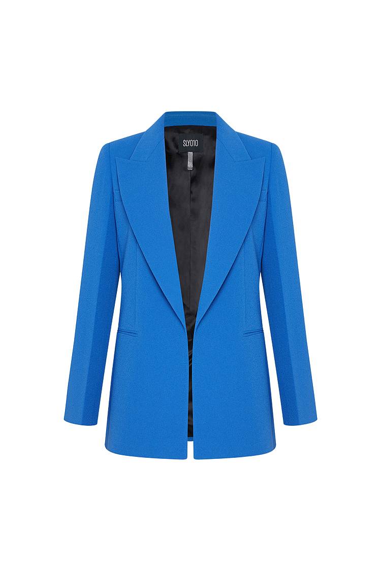 Sly 010 Lang geschnittener knopfloser Blazer aus Crêpe-envers-Satin