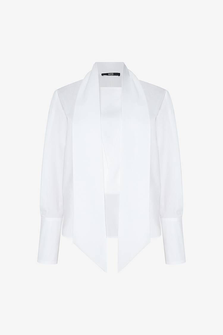 Sly 010 Baumwoll-Bluse mit Schalkragen