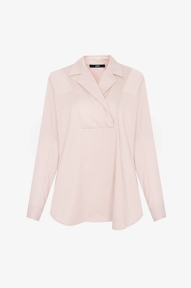 Sly 010 Baumwollbluse mit offenem Hemdkragen