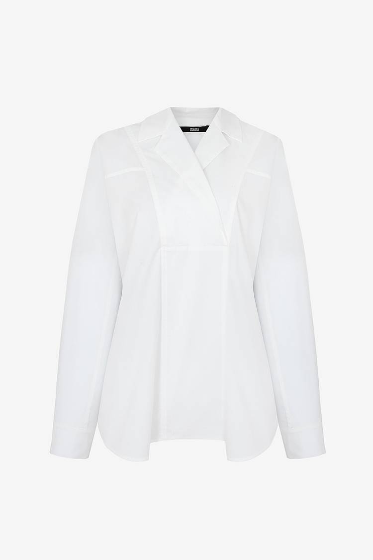 Sly 010 Baumwollbluse mit offenem Hemdkragen