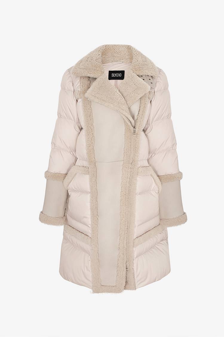 Sly 010 Daunen-Lammfell-Mantel