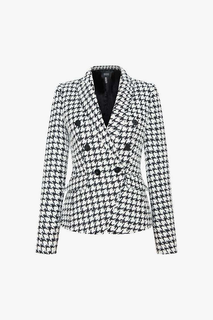 Sly 010 Doppelreihiger Tweedblazer mit Goldknöpfen