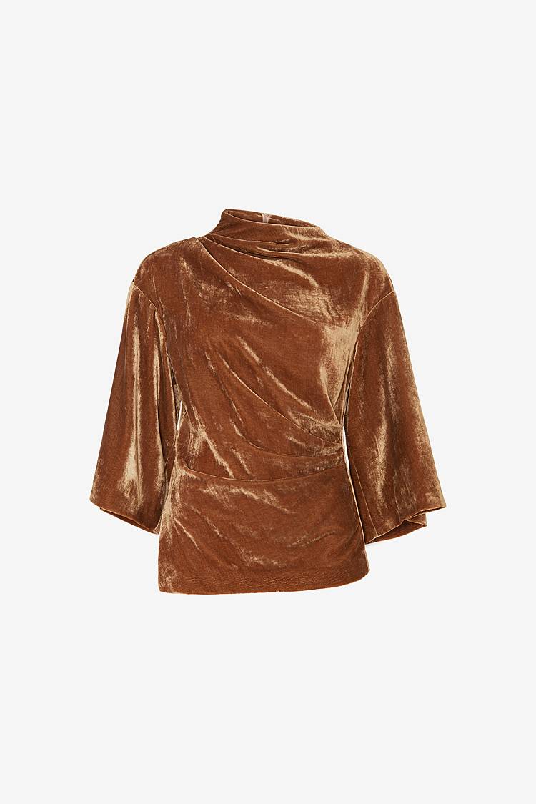 Sly 010 Drapiertes Samttop mit weiten Ärmeln