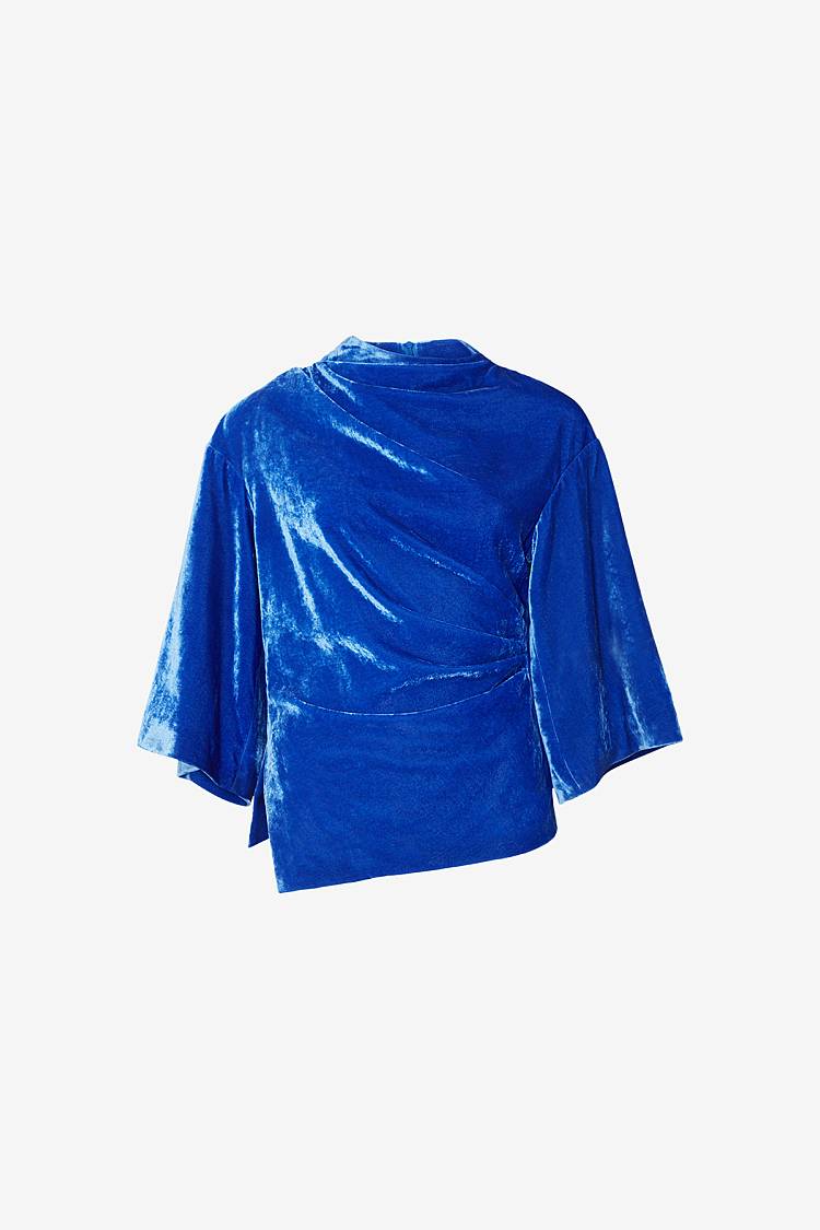 Sly 010 Drapiertes Samttop mit weiten Ärmeln