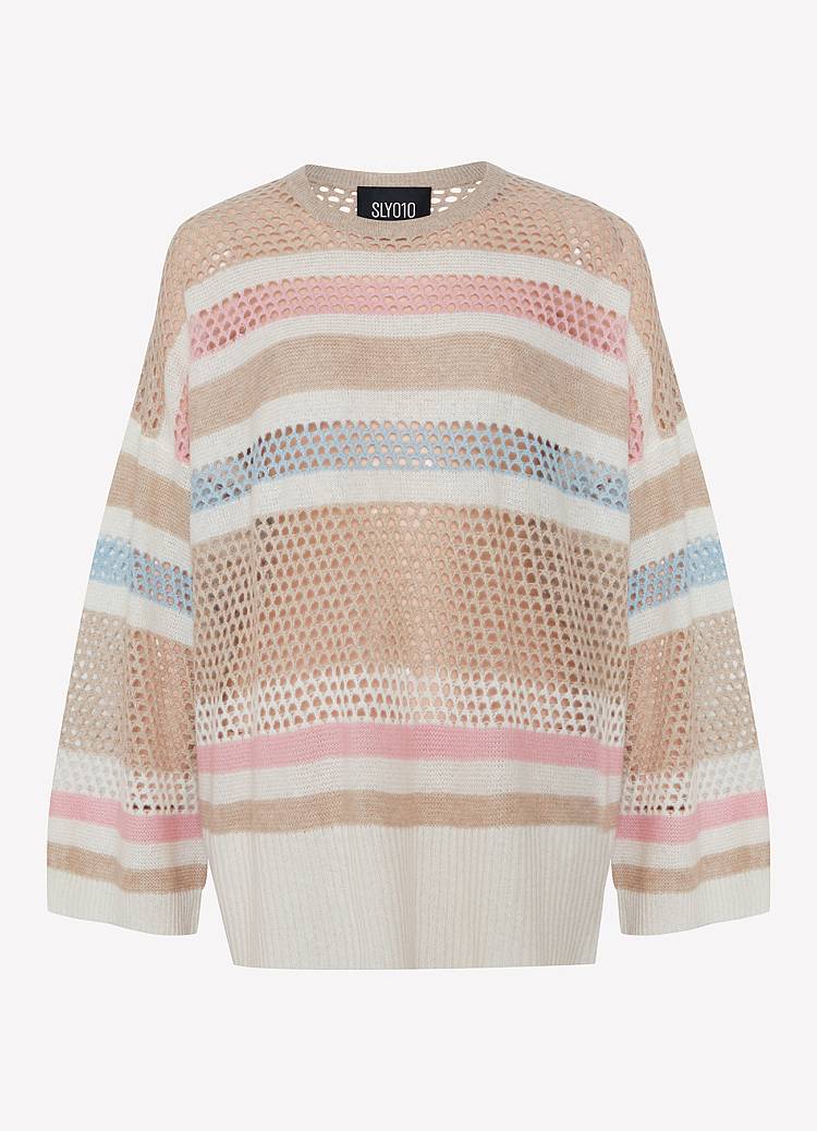 Sly 010 Gestreifter Kaschmir-Seiden Pullover
