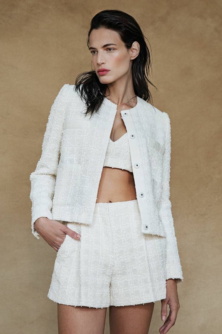 Sly 010 Jacke Aus Tweed Mit Verdeckter Knopfleiste