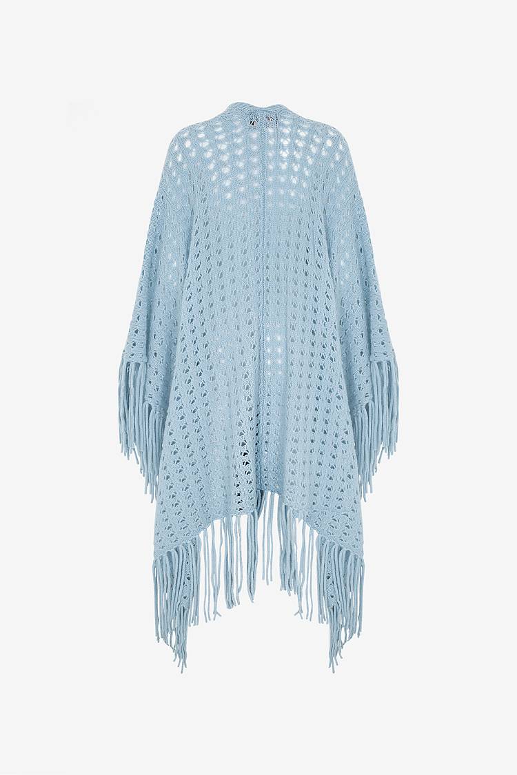 Sly 010 Kaschmir-Seiden Poncho Mt Fransen