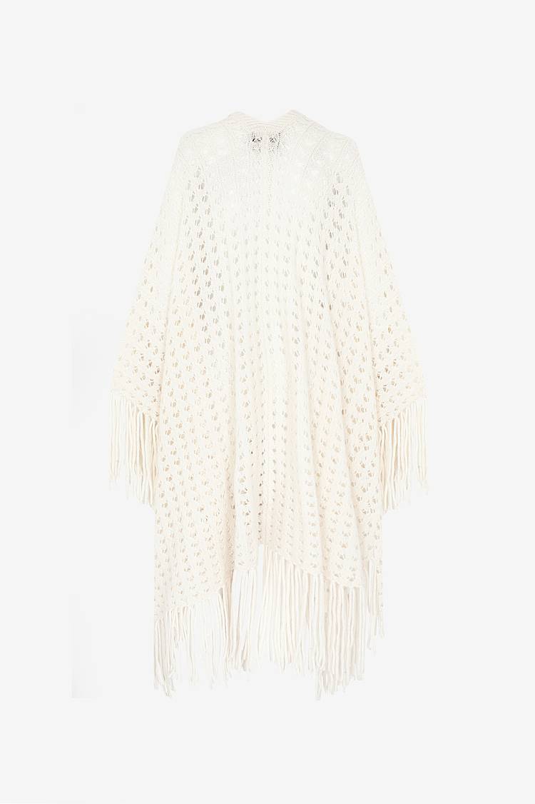 Sly 010 Kaschmir-Seiden Poncho Mt Fransen