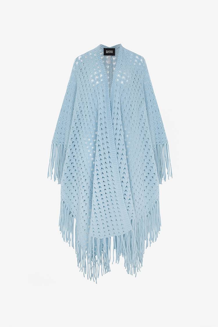 Sly 010 Kaschmir-Seiden Poncho mt Fransen