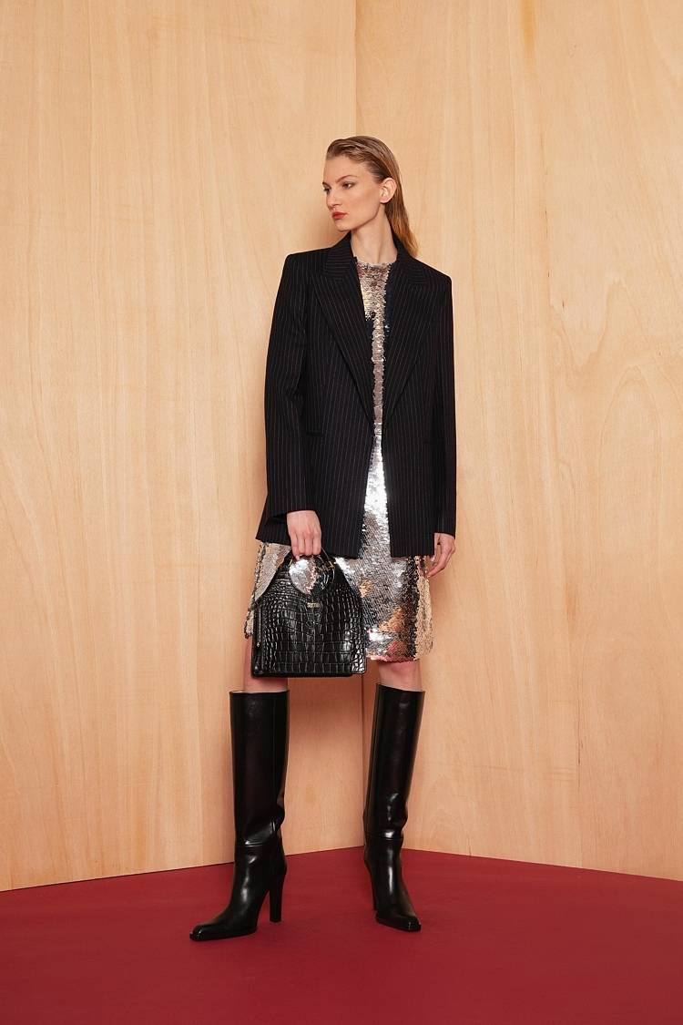 Sly 010 Knopfloser Nadelstreifen-Blazer Aus Wolle