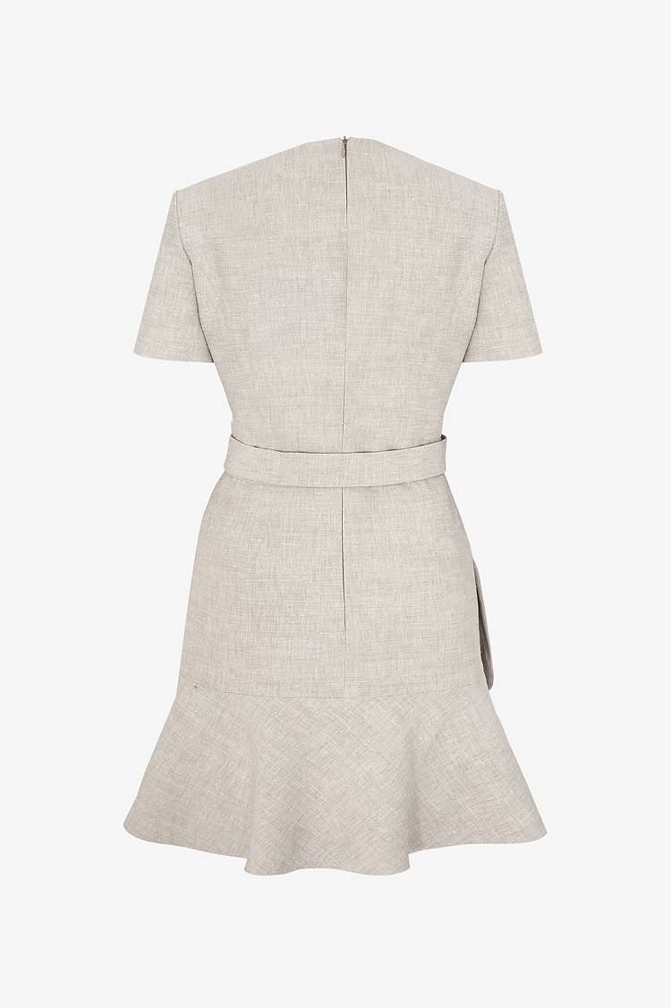 Sly 010 Kurzärmliges Kleid Aus Viskose-Leinen