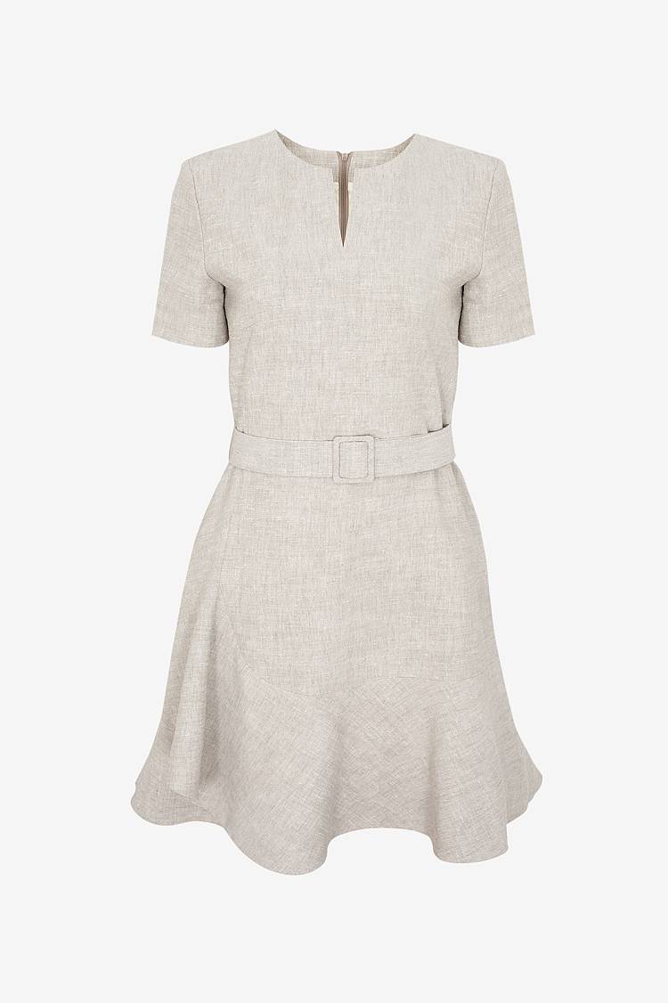 Sly 010 Kurzärmliges Kleid aus Viskose-Leinen