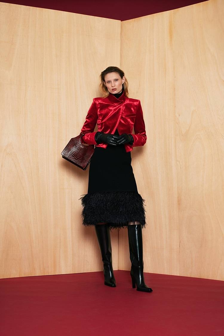 Sly 010 Kurze Samtjacke Mit Stehkragen