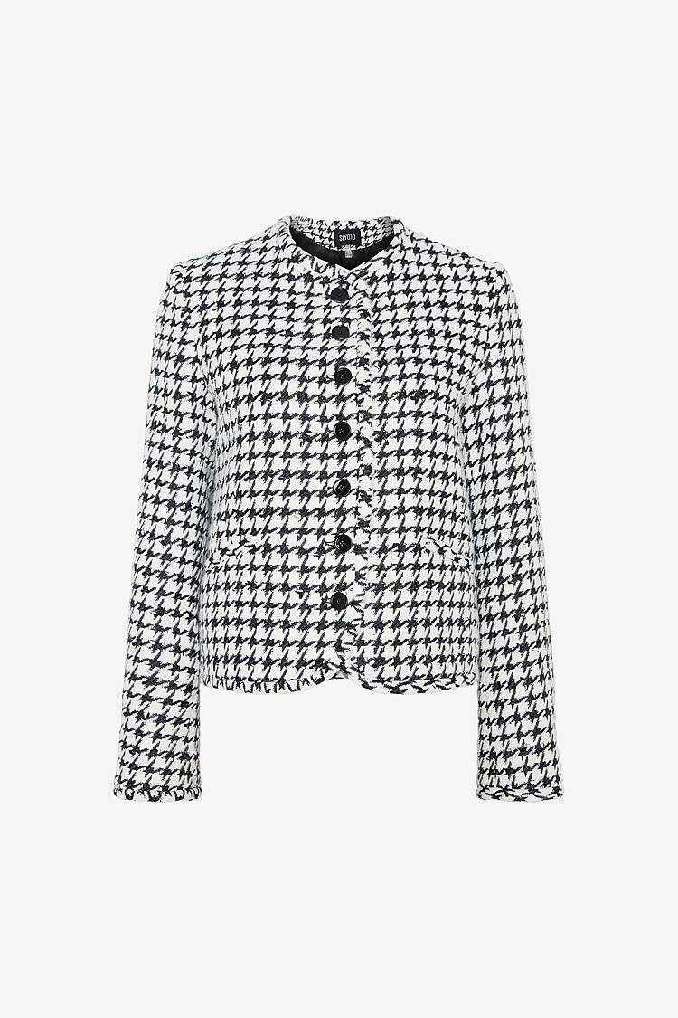 Sly 010 Kurze Tweed-Jacke im Hahnentrittmuster